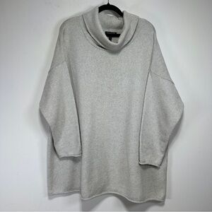 Eileen Fisher Organic Cotton Recycled Cashmere Cowl Neck Sweater Gray Boxy XL